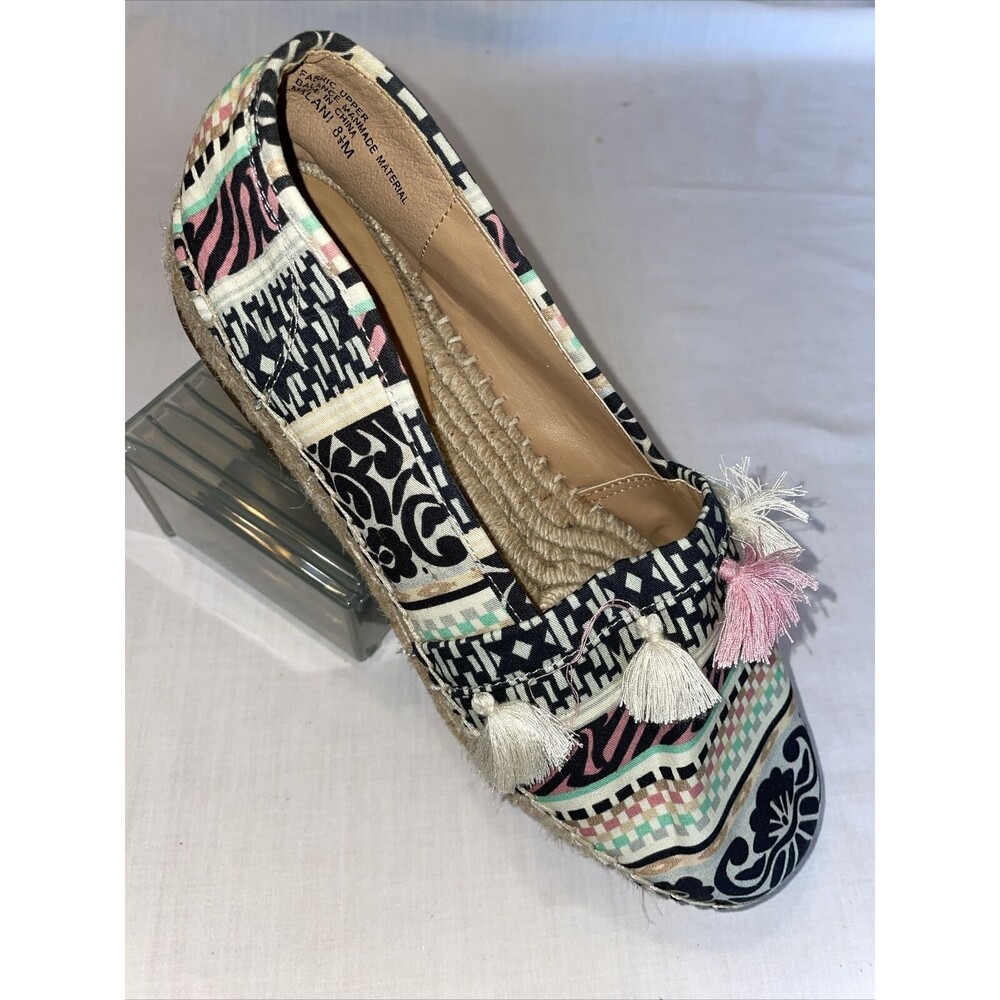 Crown Vintage Platform Espadrilles Women’s Size 8.5 M Multicolor Fabric Tassels
